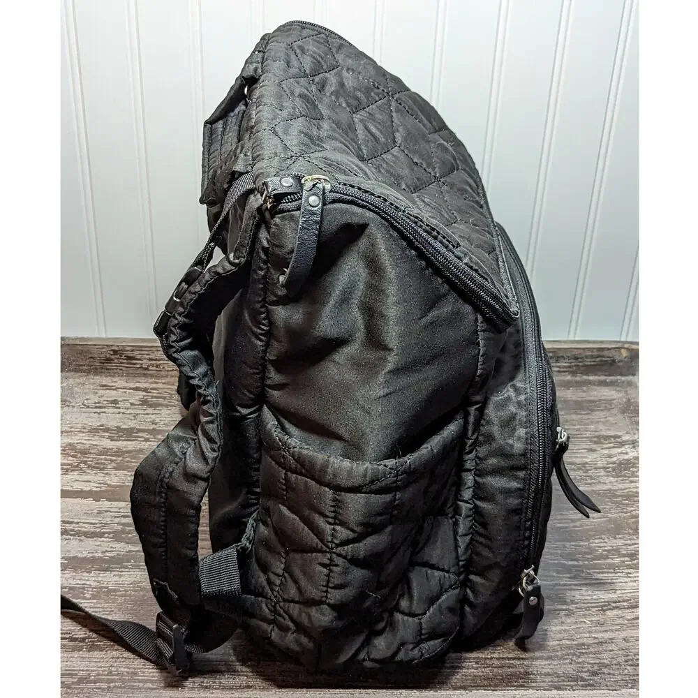 Skip & Hop Black Quilted Multi Compartment Soft Diaper Bag Backpack Washable